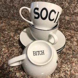 “Society Bitch” ceramic teacups